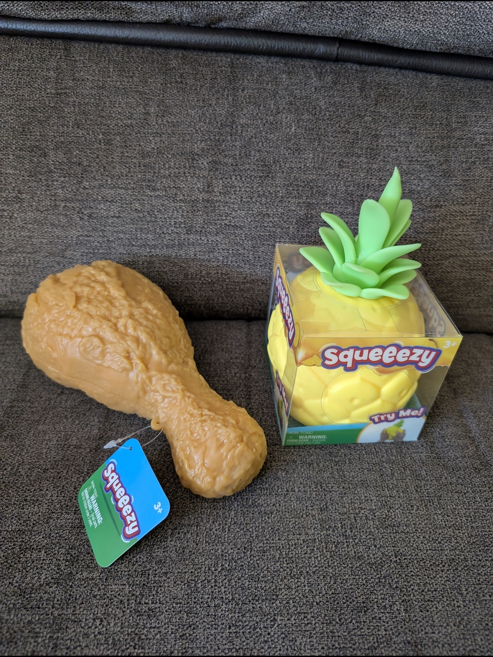Pineapple & Fried Chicken Drumstick Kids Stress Toys - Yellow & Brown